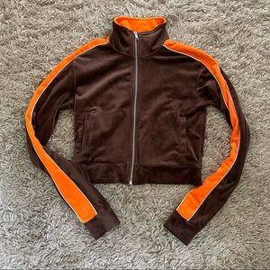 H&M retro style crop velour track jacket sz S NWOT